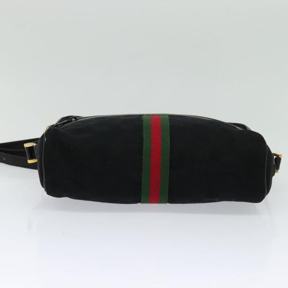 GUCCI GG Canvas Web Sherry Line Shoulder Bag Black Gold 37 0124071 - Picture 9 of 16